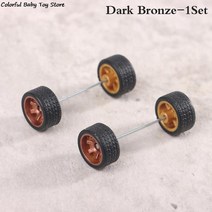 1 세트 164 핫휠용 자동차 바퀴 고무 타이어 휠 액슬 모델 변형 부품 DIY 레이싱 차량 완구, 03 Dark Bronze
