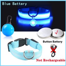 강아지 리드줄 목줄 충전 목걸이 펜던트 분리형 밝은 고양이 밤, 48.Blue Button Battery - XXL N