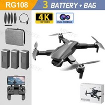 접이식 쿼드콥터 RC 드론 RG108 4K HD 듀얼 카메라 전문 항공 사진 장애물 회피 브러시리스 헬리콥터, Black 4K 3B