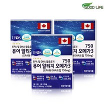 알티지 오메가3 rtg 오메가쓰리 DHA EPA 오일 캡슐 1000 퓨어 저온 초임계 비타민D 장용성 고순도 부스터 캐나다직수입, 3개, 90캡슐 3개월분 X 1