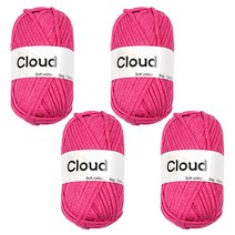 청송뜨개실 클라우드(4볼묶음) 패브릭얀 가방실 코바늘실 뜨개실 털실 클라우드실 페브릭, 30.핫핑크