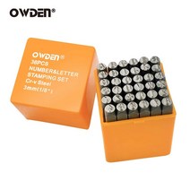 OWDEN-강스틸 금속 스탬프 세트 숫자 및 문자 펀치 도구 3mm 수공구 쥬얼리 스탬핑 강스틸 글자 펀처 36, 한개옵션0