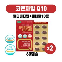 높은혈압 코엔자임큐텐 코규10 코엔자임Q10 코쿠텐 활력비타민 B군 7종 함유 식물성 미니사이즈 캡슐 코큐텐추천 식약처인증 건강기능식품, 60캡슐 X 2박스