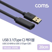 아이오게이트 USB 3.1(Type C) 케이블 / USB 3.0 A(M)/C(F) / 금도금 / 20cm [IF690], 상세페이지 참조