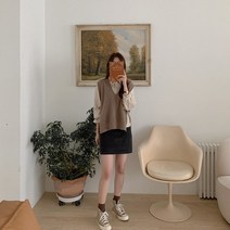 코지23 / 여자 여친룩 러블리 A라인 핀턱 코듀로이 미니스커트