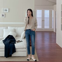 [2가지기장] 속밴딩 슬림 데님 팬츠 68947 빅사이즈 여성의류