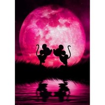다이아몬드 페인팅 만화 초상화 풀 라운드 모자이크 자수 크로스 스티치 아트 방 DIY 장식, 30x40cm, mickey and minnie