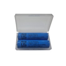 도미노스토리 18650 충전식 배터리 1200mah 2개세트 3.7V 4.44WH 충전지 2구케이스포함, 18650배터리1200mah2개