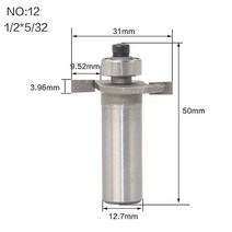 1/4 "생크 고품질" T 비스킷 조인트 슬롯 커터 조인트/슬로팅 라우터 비트 목재 작업, 12 NO12