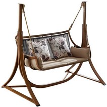 발리그네 원목 스윙체어 소형벤치 흔들 정원 의자, (피치우드 컬러) 에펠 더블스윙/쿠션베개포함