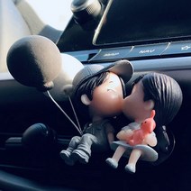 귀여운 소년소녀 피규어 차량용방향제 블랙체리 차량 자동차 향수 클립형 새차선물, 피규어 방향제 세트 + 방향제 리필 추가