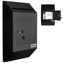 DuraBox Durabox 튼튼한 벽 마운트 잠금 금 드롭 박스 안전 W300 (블랙) 편지 수표 결제 문서 등을 받기 상업 가정 또는 사무실용, Black