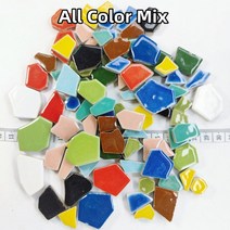 유리공예 스테인드글라스 600g/21oz (약. 165 ~ 175 개) 다각형 도자기 모자이크 타일 5mm/0.2 인치 두께 D, 15 all color mix_01 600g-21oz