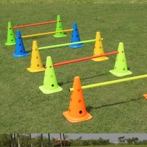 강아지 슬개골탈구 재활용 펫 훈련 피트니스 대형견 장애물 축구공 허들 다기능 민첩 허들 높이 조절, 꼬깔 38cm  10개 + 1m 막대 5개
