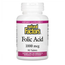 네추럴팩터스 엽산 1000mcg 폴릭 에시드 성인 건강 영양제 1병 90개 알약, 1개, 90정