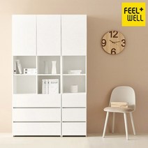 BC9801 레아 책장 수납장 400서랍셋수납형, 화이트 우측