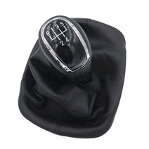 자동차 스타일링 5/6 속도 자동차 기어 스틱 시프트 노브 가죽 부츠 Skoda Fabia MKI 2000 2001 2002 2003, 블랙 5단