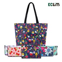 1+1 에클리츠 가로 지퍼형 장바구니 마트가방 시장가방 폴딩백 똑딱이장바구니 에코백, 아이스크림