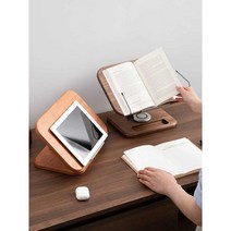 높이조절 독서대 회전식 태블릿 거치대 나무 책받침대, 체리나무+금속 베이스