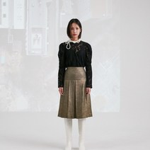 랩 레이스 자가드 소매 셔링 블라우스