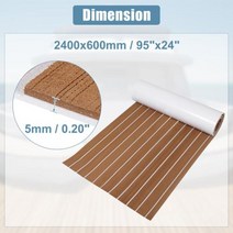 Uxcell EVA 폼 보트 바닥재 티크 데크 2400x600x5mm 2400x170x6mm 2400x57x6mm 마린 요트 부품, 2400x600x5mm Brown 1