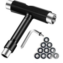 FYANER 스케이트 툴 키트 올인원 스케이트 T 툴 키트 스케이트보드/롤러 스케이트/쿼드 스케이트/롱보드용 608RS 베어링 10개(오렌지), Black