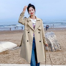 미디 트렌치코트 여성 가을 카키 루즈핏 빅사이즈 코트 FC2886