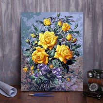 셀프 홈 인테리어 장식 DIY 유화그리기 세트 취미 생활, 노란 장미 A_60 X 75