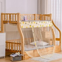 이층침대모기장 벙커 범퍼 텐트 레이스 캐노피 미세촘촘 사각 모기장어머니 침대 상하 이층 가정용 이중층 높고 낮은 침대 사다리꼴 암호화 방진 공주 바람, 상단 너비 150 하단 너비 180, 옐로우 레몬 + 더스트 탑