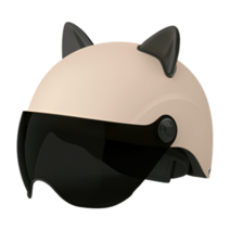 배터리 전기 자동차 헬멧 여성 여름 선 스크린 여성 안전 헬멧 사계절 일반 헬멧 여름 UV 보호 하프 헬멧, 쌀색 헬멧 [검은색 고양이 귀] 검은색 렌즈, 평균 크기