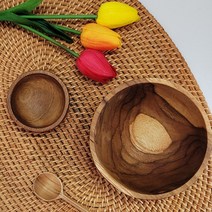 티크우드 샐러드볼 면기 요거트볼 소스볼 나무 그릇 모음 다이어트 간편 브런치, 티크우드샐러드볼(22x9cm)