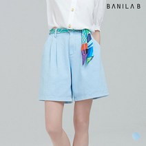 [바닐라비] 여성 스카이블루 투턱 와이드 쇼츠 팬츠