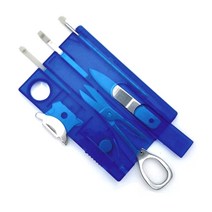 Yotta10종 포켓 카드형 멀티툴 휴대 비상용 가위 드라이버, 블루 UK00162