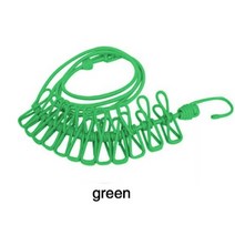 휴대용 접이식 옷걸이 여행용 옷걸이 차량용185cm 탄성 빨랫줄 다기능 세탁 봄 클립, 초록