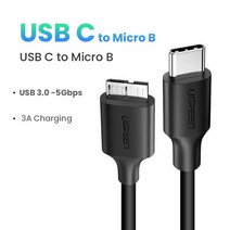 Ugreen-마이크로 USB 3.0 케이블 3A 1M 고속 충전 데이터 케이블 삼성 노트 3 S5 도시바 하드디스크용 코드 휴대폰 케이블, 03 USB C to Micro B_02 1m