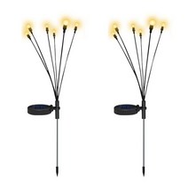 정원장식 12pcs 태양 광 발전 반딧불 조명 깜박이 전구 야외 정원 파티오 문자열 램프 자동으로 밤에 열립니다 인공 잔디, 따뜻한 흰색 2pcs