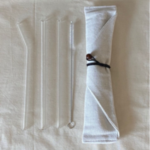 마카네이쳐 내열 유리 빨대 4종 세트(핸드메이드파우치 포함) 제로웨이스트 실천, 1개, 1개