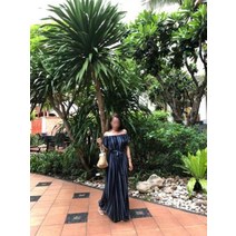 오프숄더 롱 호캉스 비치웨어 원피스