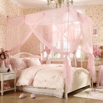 공주캐노피 싱글 모기장 커튼 침대레이스 인테리어 포스트 공주 블라인드 북유럽 여아 천 코너, 1.5m(5피트) 침대, B