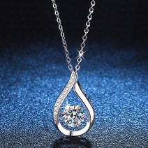 세레니티 데이 D 컬러 1 캐럿 모이사 스마트 워터 드롭 펜던트 목걸이 여성용 S925 스털링 실버 플레이트 Pt950 넥 체인