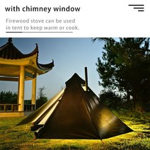 티피텐트 감성텐트 대형 인디언 캠핑 텐트 [Top Lander] 성인용 티피 텐트 야외 초경량 피라미드 플라이, 08 Black-Full set