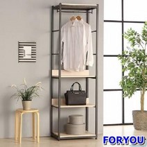 ForU113 스틸 3단 드레스룸 시스템행거장 스탠드행거 스탠드옷걸이 옷걸이봉 옷걸이헹거, 오크브라운