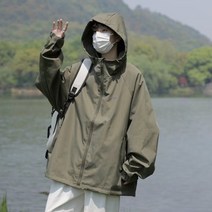 아메리칸 야상 코트 봄 가을 루즈핏 후드 래쉬가드 남성 패션 브랜드 ins 와일드 얇은 재킷