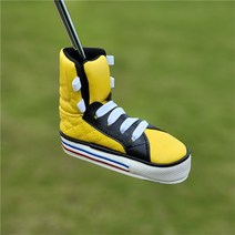 캔버스 슈즈 스트레이트 스트립 퍼터 커버 개인 맞춤형 골프 클럽 커버 아이언 헤드 커버 보호 캡 커버, 검은색과 노란색 직선 L