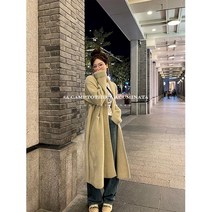 루즈핏 모조 밍크 코트 두꺼운 중간 길이 코트