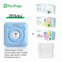 mini printer peripage a6 pocket Thermal printer photo printer support mobile phone android ios label, 파란색 9 종이