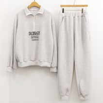 오디날 골지 반집업 레터링 맨투맨 상하의 밴딩 조거 트레이닝세트