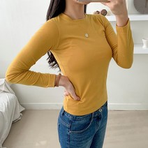 사자옷 겨울 여성 기모 히트텍 크롭 긴팔 기본 이너 티 가을 여자 슬림 티셔츠