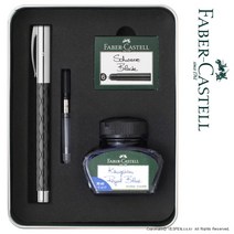 [파버카스텔] (무료각인) 엠비션 람버스 만년필 틴케이스 기프트세트, 펜촉선택:EF-가는촉 / 잉크선택:병잉크(블랙)+카트리지(블루) / 각인신청:각인안함 / 포장신청:리본포장+쇼핑백, 상세 설명 참조