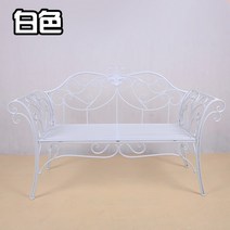 빈티지 엔틱 2인용 철제 벤치 야외용 정원 베란다 의자, A 화이트 쿠션 없음